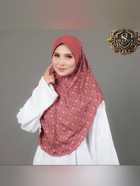 Dark rose Floral-Print Women's Hijab